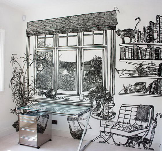 Incredibly Intricate Wall Drawings by Charlotte Mann