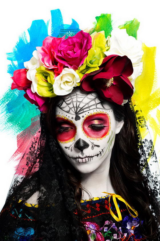 17 Amazing Día De Los Muertos Sugar Skull Make Up Art Design Swan 6629