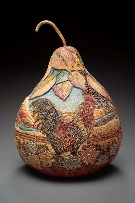 Amazing Gourd Carving Art by Marilyn Sunderland Design Swan