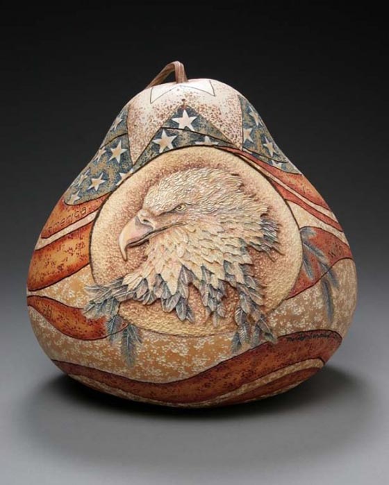 Amazing Gourd Carving Art by Marilyn Sunderland Design Swan