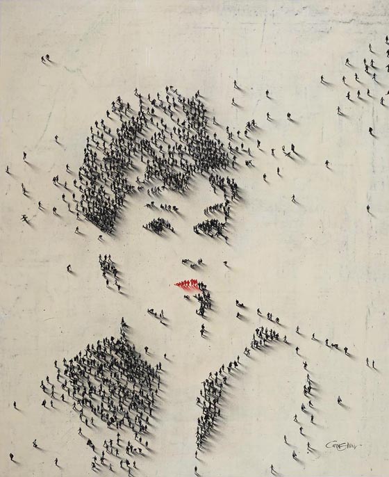 Aerial Portraits Of Celebrities Using Hundred of People as Pixel