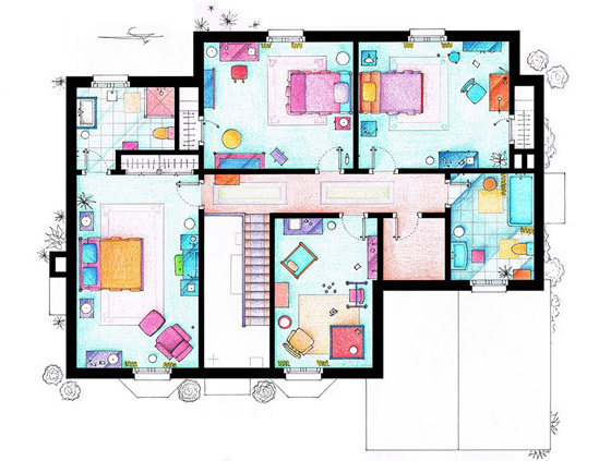 Interesting Detailed Floor Plans of Famous TV Shows by Iñaki Aliste Lizarralde 