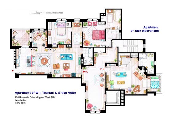 Interesting Detailed Floor Plans of Famous TV Shows by Iñaki Aliste Lizarralde 