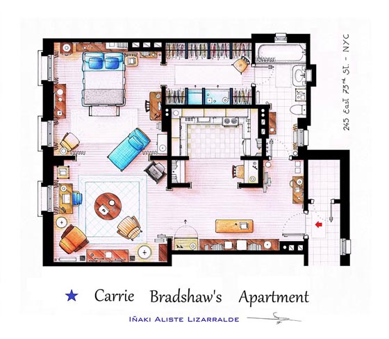 Interesting Detailed Floor Plans of Famous TV Shows by Iñaki Aliste Lizarralde 