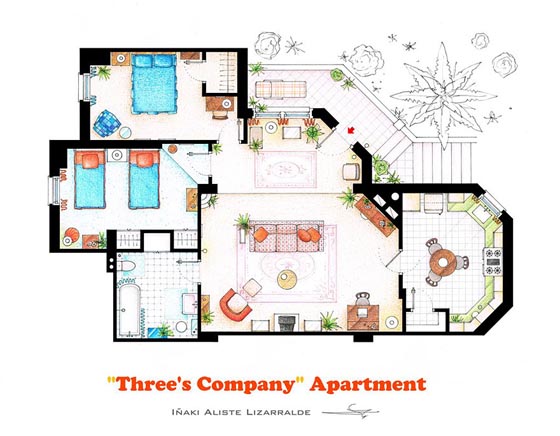 Interesting Detailed Floor Plans of Famous TV Shows by Iñaki Aliste Lizarralde 