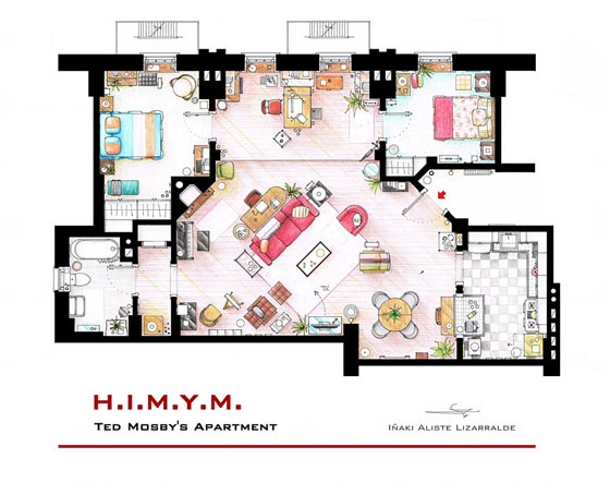 Interesting Detailed Floor Plans of Famous TV Shows by Iñaki Aliste Lizarralde 