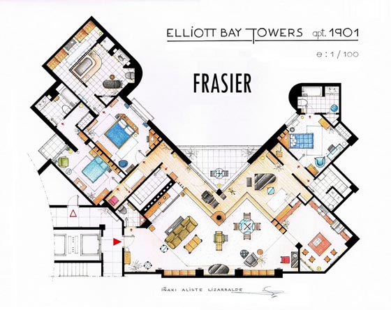 Interesting Detailed Floor Plans of Famous TV Shows by Iñaki Aliste Lizarralde 