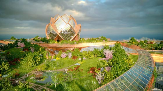 City in the Sky: a Futuristic Lotus-Shaped Oasis Tower