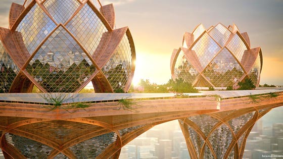 City in the Sky: a Futuristic Lotus-Shaped Oasis Tower