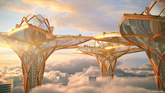 City in the Sky: a Futuristic Lotus-Shaped Oasis Tower