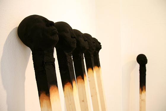 Matchstickmen: Unusual Giant Burnt Matches With Creepy Human Heads