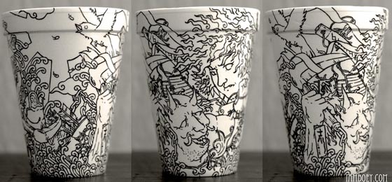 Incredibly Intricate and Detailed Coffee Cups Illustration by Cheeming Boey 