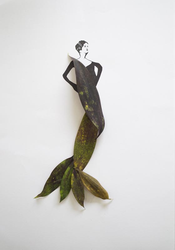 Fashion in Leaves: Clever Fashion Illustration Using Leaves as Dresses