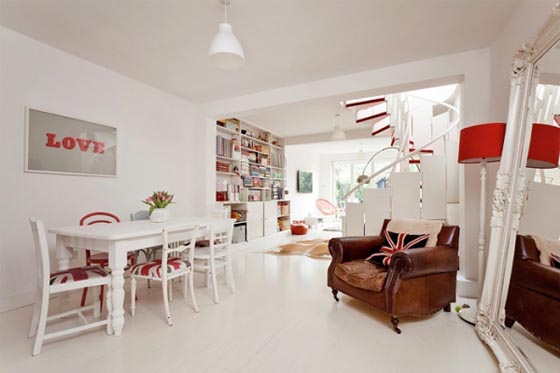 Inspiring London House in Red and White Theme