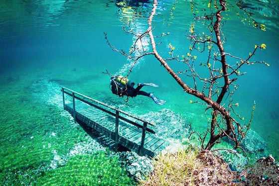 Underwater Park: Park Submerged by Green Lake in Austria