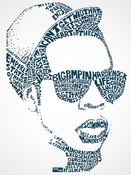 Hip Hop Type: Pop Star Typography Portraits Created with Their Song Lyrics