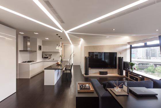 Modern Apartment With Unusual Lighting Setup In Taiwan Design Swan