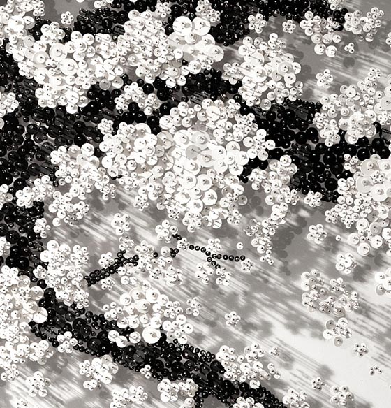 Cherry Blossom Made of Thousands of Buttons, Beads, and Pins