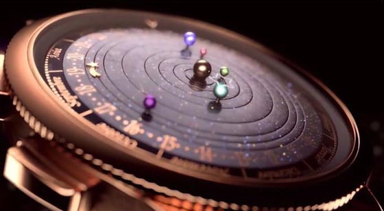 Gorgeous Astronomical Watch Displaying Six Planets Closest to The Sun