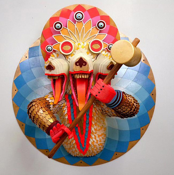 Colorful 3D Wooden Sculptures Jump Off the Frame