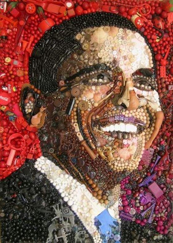 Stunning Portraits Made of Hundreds of Found Objects by Jane Perkins