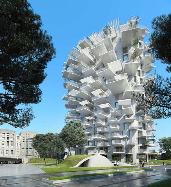 White tree: Unusual High-Rise Tower in Shape of Tree Branches