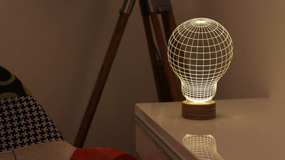 Bulbing: Optical Illusion 2D LED Lamp Looks Like 3D