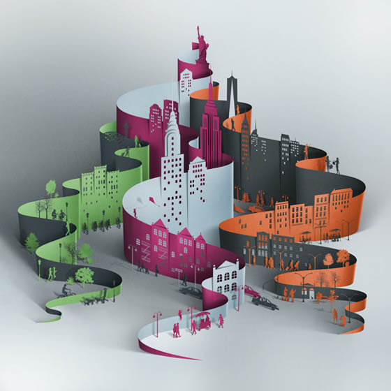 Digital Papercut: Realistic 3D Illustrations Look Like Paper Cut