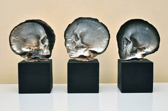 Skull Shell: Skull Carvings and Painted on Mother of Pearl Shells
