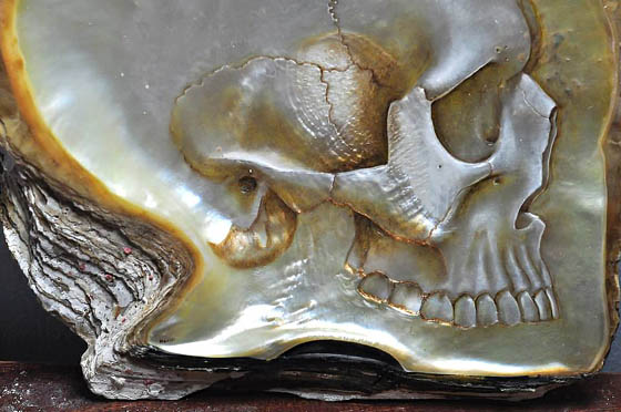 Skull Shell: Skull Carvings and Painted on Mother of Pearl Shells