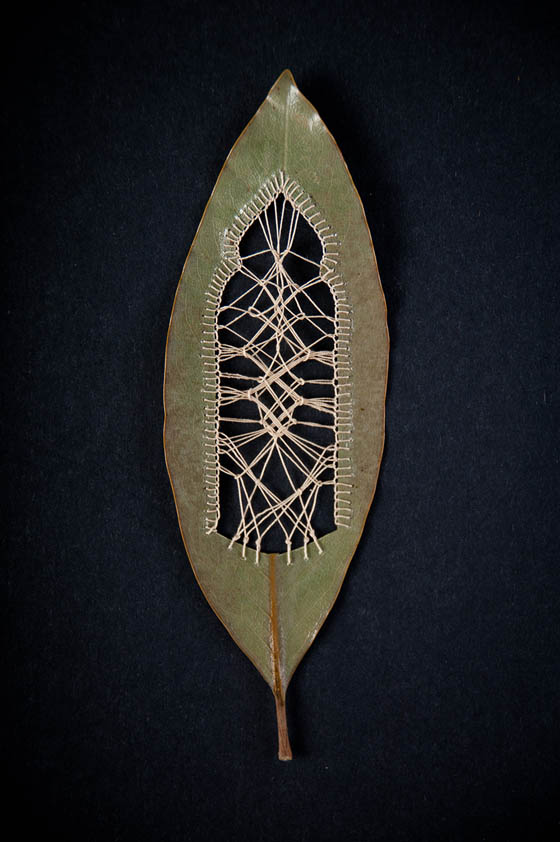 Unusual Stitched Leaves Art
