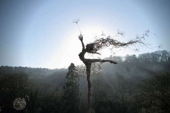 Ethereal Stainless Steel Wire Fairy Sculptures by Robin Wight