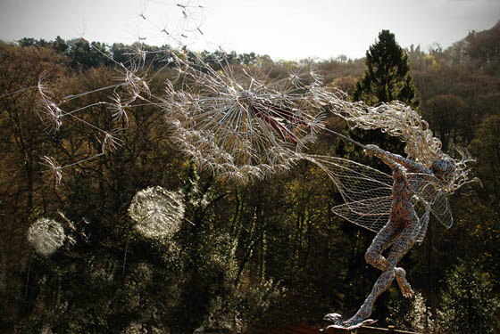 Ethereal Stainless Steel Wire Fairy Sculptures by Robin Wight