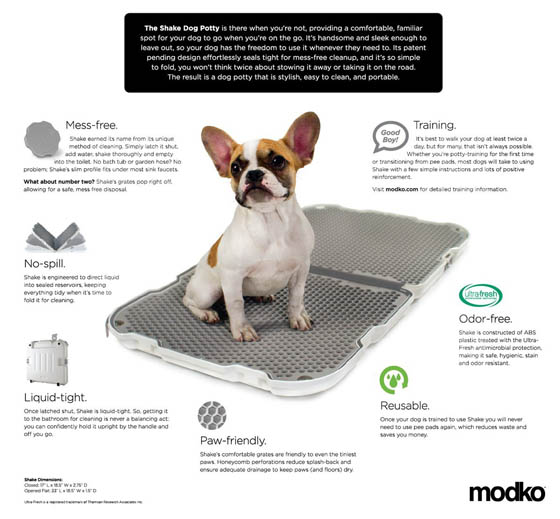 Shake Dog Potty: Stylish, Easy to Clean and Portable Dog Potty