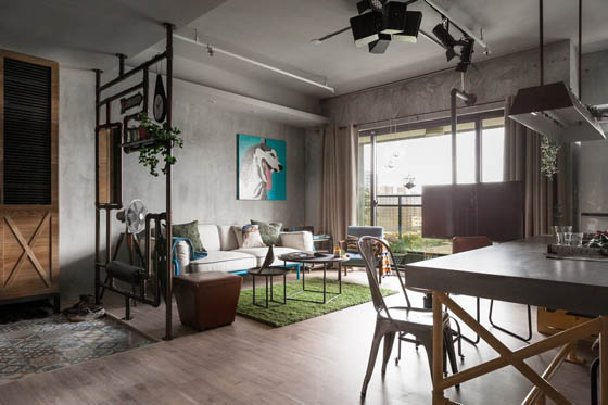 Playful and Industrial Looking Apartment in Taiwan