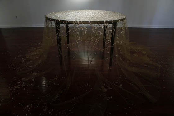 Heirloom: Unusual Tablecloth with Lace-like Patterns Made of Thousands of Seeds