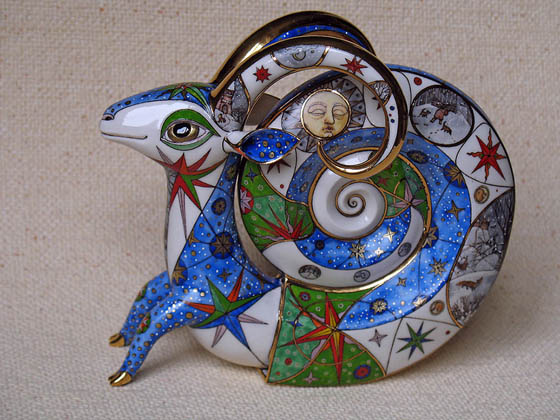 Fantasy and Ornate Painted Porcelain Animals By Anya Stasenko And Slava Leontyev