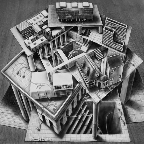 Optical Illusion: New 3D Drawings by Ramon Bruin