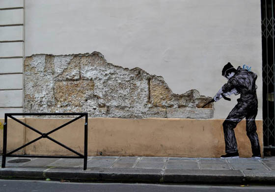 Humor Site-Specific Street Art in Paris by French Artist 'Levalet'
