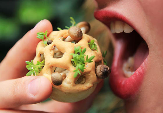 Edible Growth: 3D-printed Snacks that Sprout Plants and Mushrooms