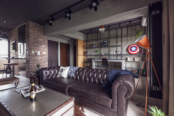 Industrial Style Apartment with Cement Finishes on Walls