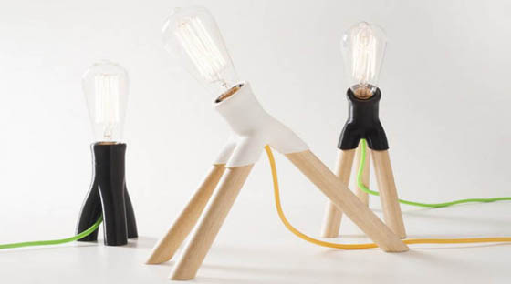Fantasia: Unusual Lamps With Tripod Base Can Be Extended With Household Objects