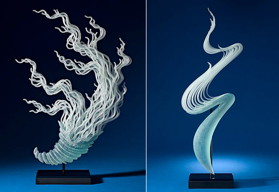 Delicate Free Flowing Glass Sculptures by K. William LeQuier