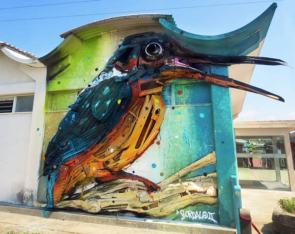 Trash and Found Object Murals by Bordalo II