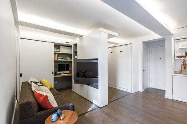 Five to One Apartment Utilizing Sliding Wall to Maximize Space