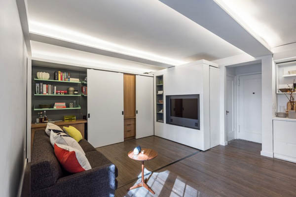 Five to One Apartment Utilizing Sliding Wall to Maximize Space