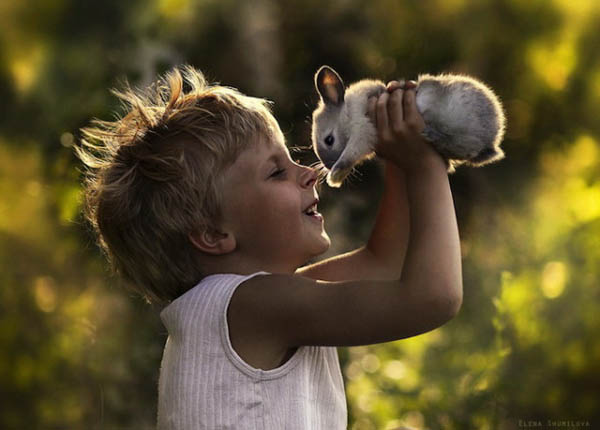 Heartwarming Photograph of Kids and Farm Animals