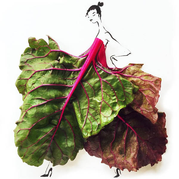 Playful Fashion Sketches Using Various Foods as Clothes