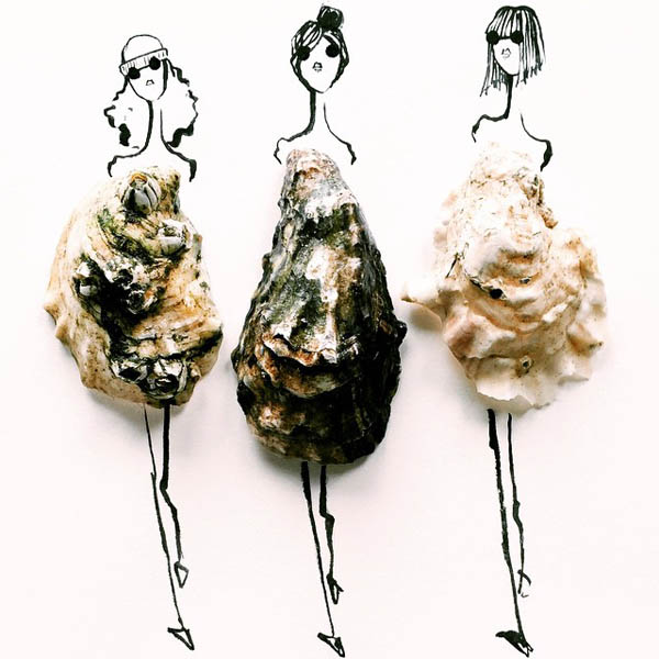 Playful Fashion Sketches Using Various Foods as Clothes