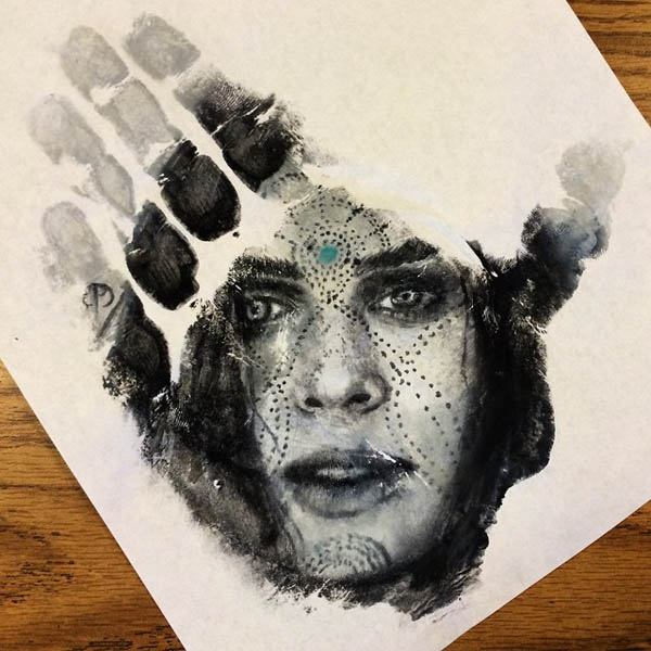 Realistic Portraits on Hands by Russell Powell